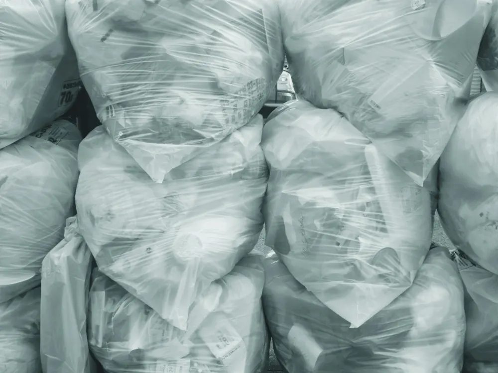 Clear sacks of sorted waste