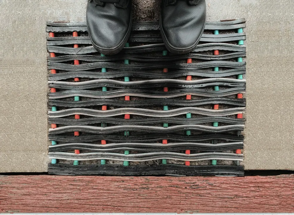 Scraper mat at a doorway