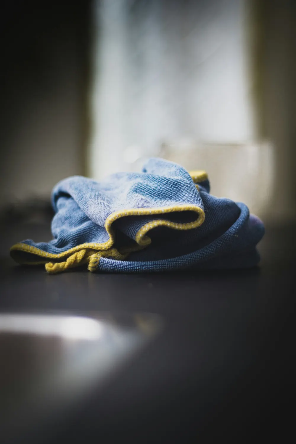 Blue microfibre cloth