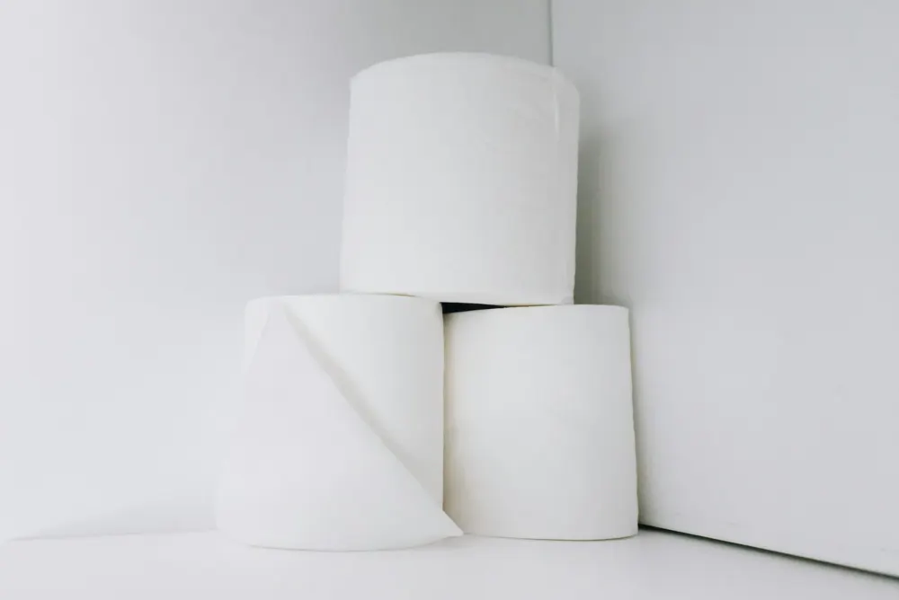 Stacked paper rolls